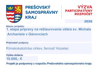 Dotácia z Prešovského samosprávneho kraja
